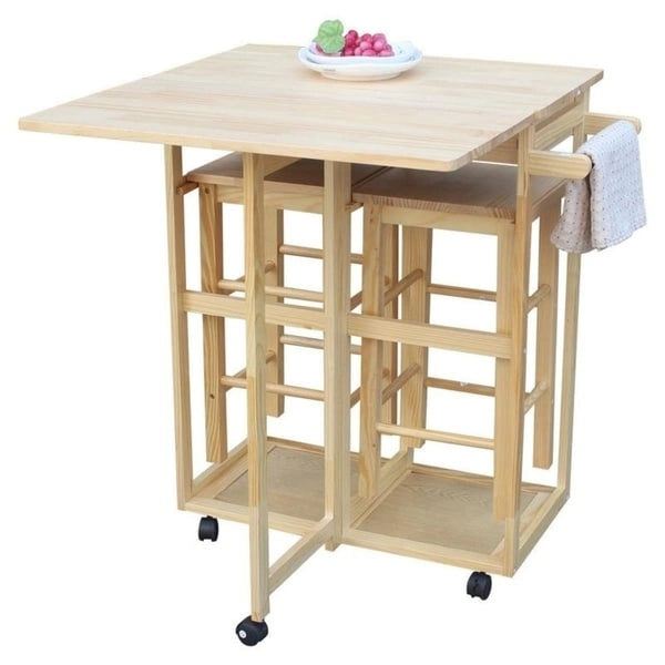 Carson Carrington Dalur 3-piece Foldable Rolling Wooden Kitchen Cart