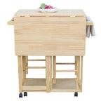 Carson Carrington Dalur 3-piece Foldable Rolling Wooden Kitchen Cart