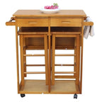 Carson Carrington Dalur 3-piece Foldable Rolling Wooden Kitchen Cart