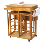 Carson Carrington Dalur 3-piece Foldable Rolling Wooden Kitchen Cart