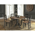 36 Round Top Pedestal Ext Table with 12 Leaf and 4 Madrid Chairs