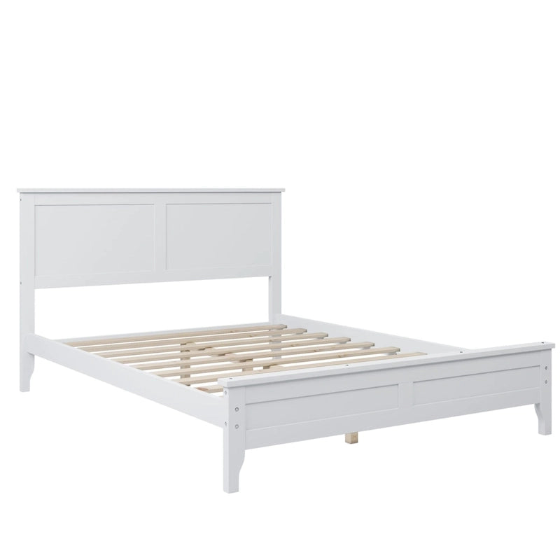 Modern White Solid Wood Platform Bed