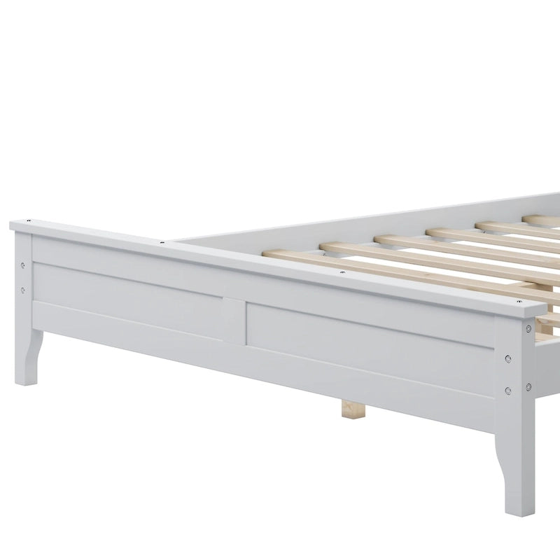 Modern White Solid Wood Platform Bed