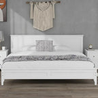 Modern White Solid Wood Platform Bed