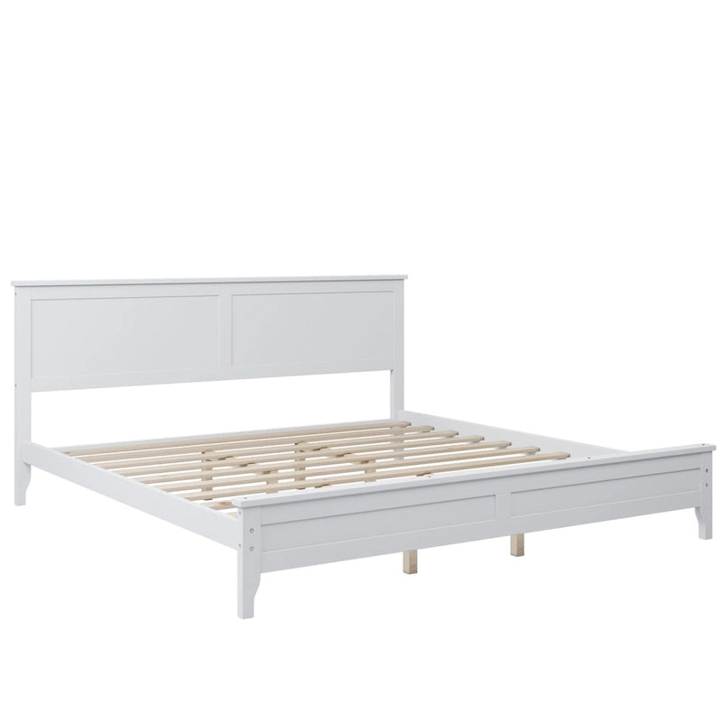 Modern White Solid Wood Platform Bed