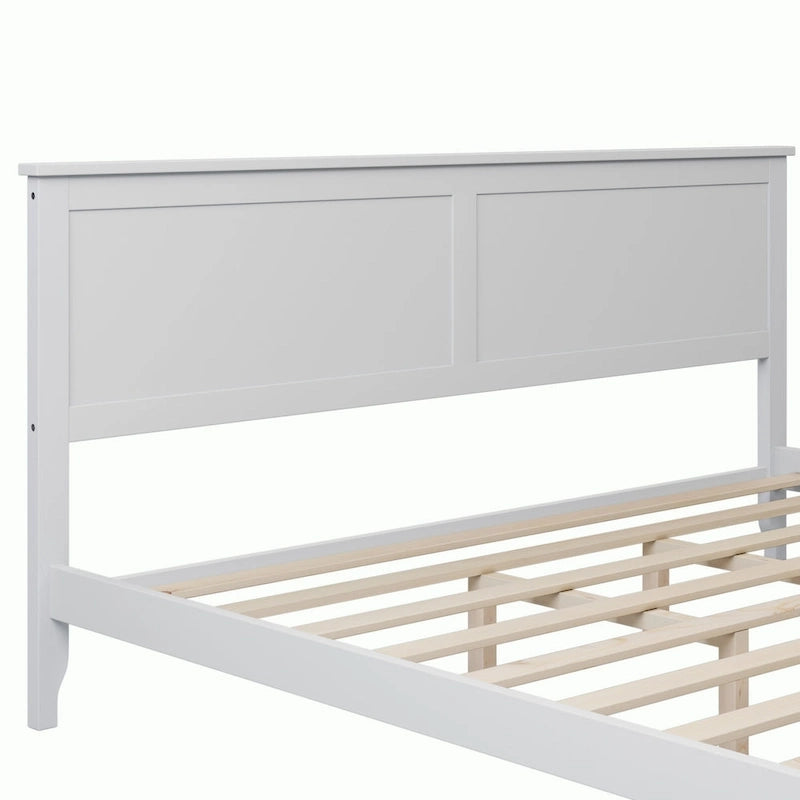 Modern White Solid Wood Platform Bed