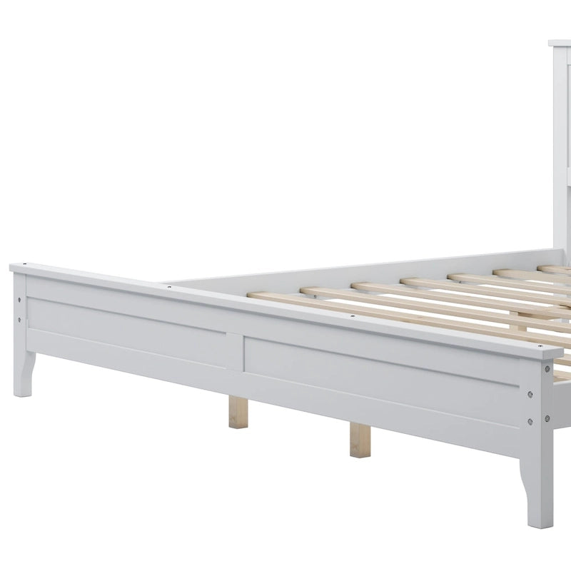Modern White Solid Wood Platform Bed