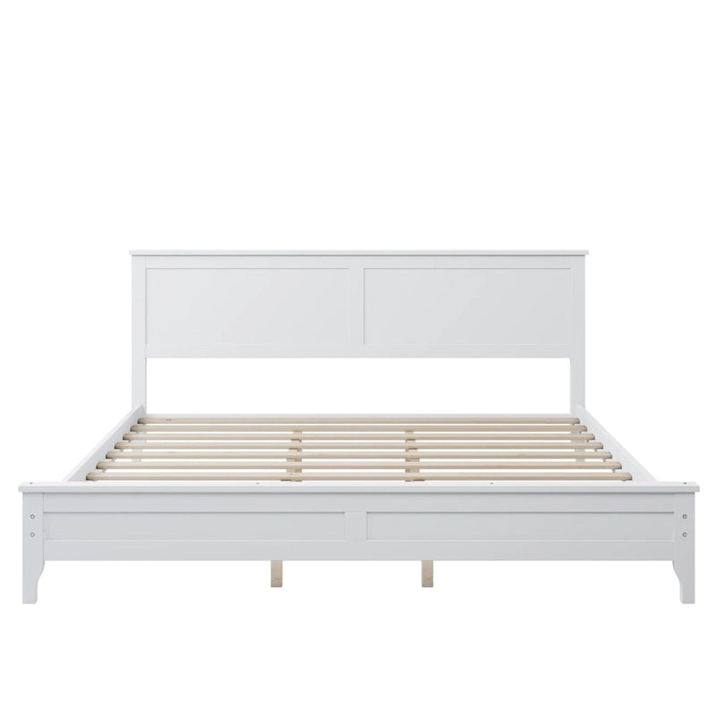 Modern White Solid Wood Platform Bed