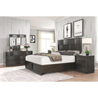 Roundhill Furniture Belani Wood Panel Bed Set, Bed, Dresser, Mirror, Two Nightstands, and Chest, Espresso