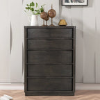 Roundhill Furniture Belani Wood Panel Bed Set, Bed, Dresser, Mirror, Two Nightstands, and Chest, Espresso