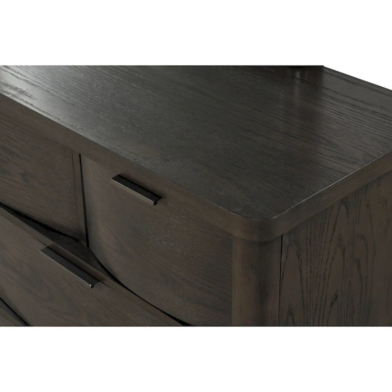 Roundhill Furniture Belani Wood Panel Bed Set, Bed, Dresser, Mirror, Two Nightstands, and Chest, Espresso