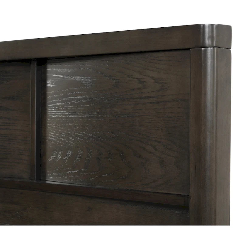 Roundhill Furniture Belani Wood Panel Bed Set, Bed, Dresser, Mirror, Two Nightstands, and Chest, Espresso