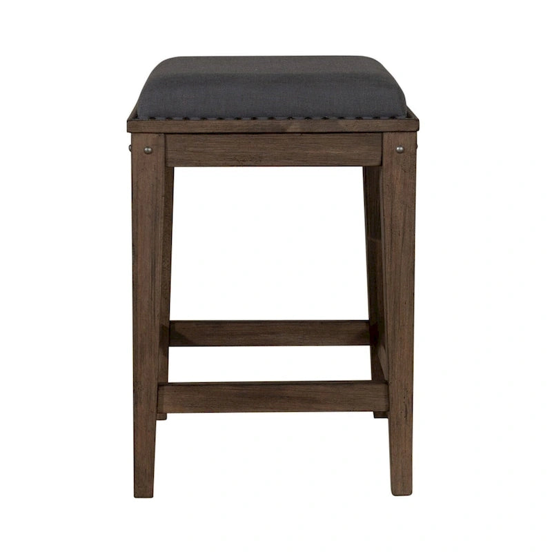 Sonoma Road Weathered Beaten Bark Antique Pewter Metal Upholstered Console Stool - 17x17x26