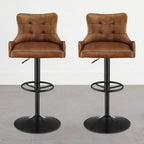 Art Leon Genuine Leather Bar Stool with Adjustable Height