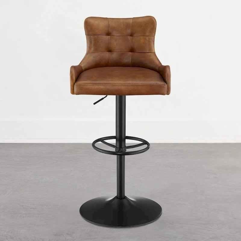 Art Leon Genuine Leather Bar Stool with Adjustable Height