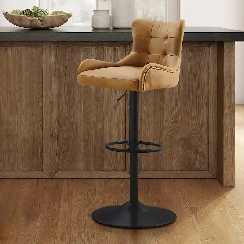 Art Leon Genuine Leather Bar Stool with Adjustable Height