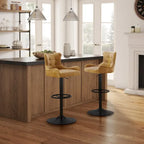 Art Leon Genuine Leather Bar Stool with Adjustable Height