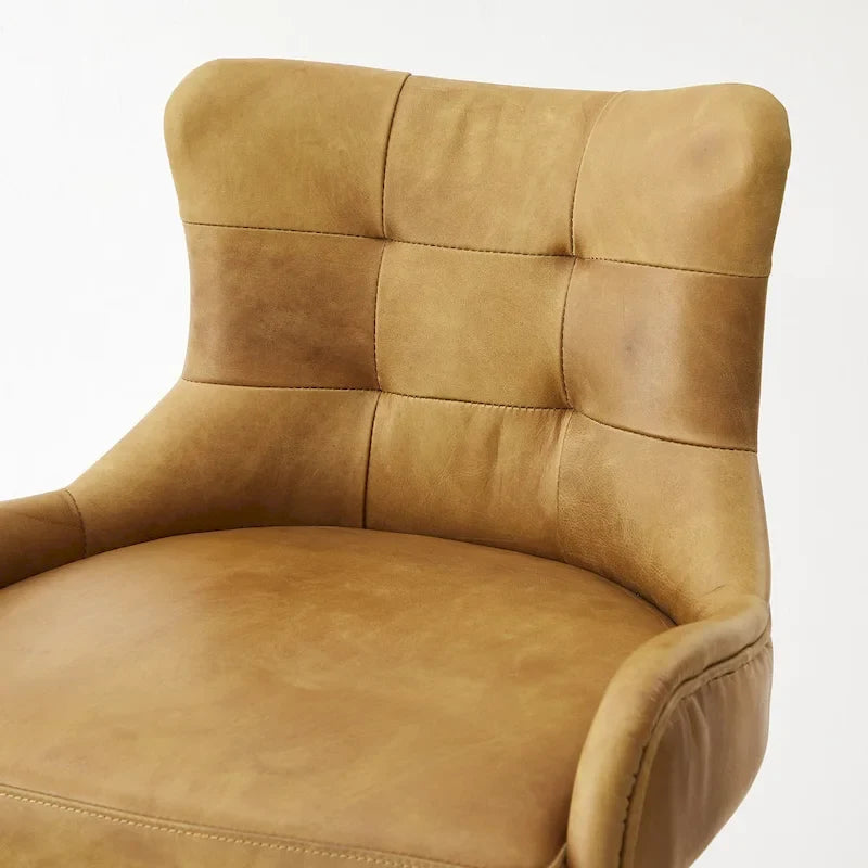 Art Leon Genuine Leather Bar Stool with Adjustable Height