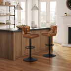 Art Leon Genuine Leather Bar Stool with Adjustable Height