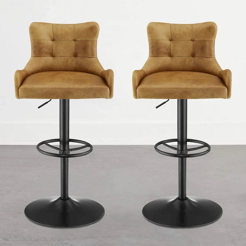 Art Leon Genuine Leather Bar Stool with Adjustable Height