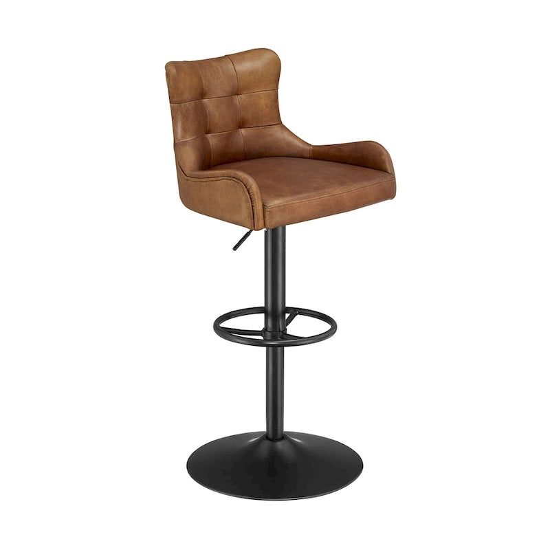 Art Leon Genuine Leather Bar Stool with Adjustable Height