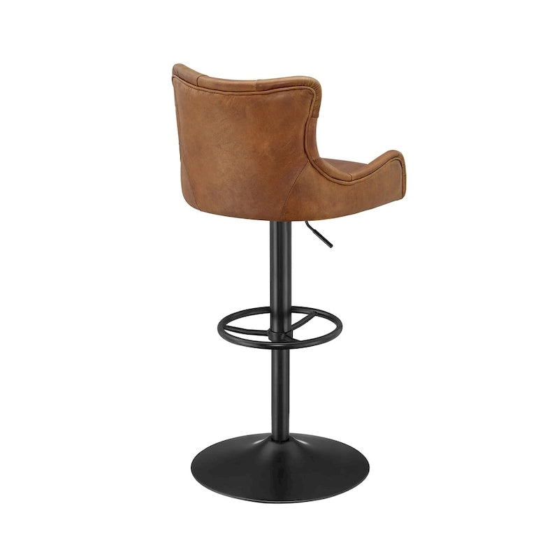 Art Leon Genuine Leather Bar Stool with Adjustable Height