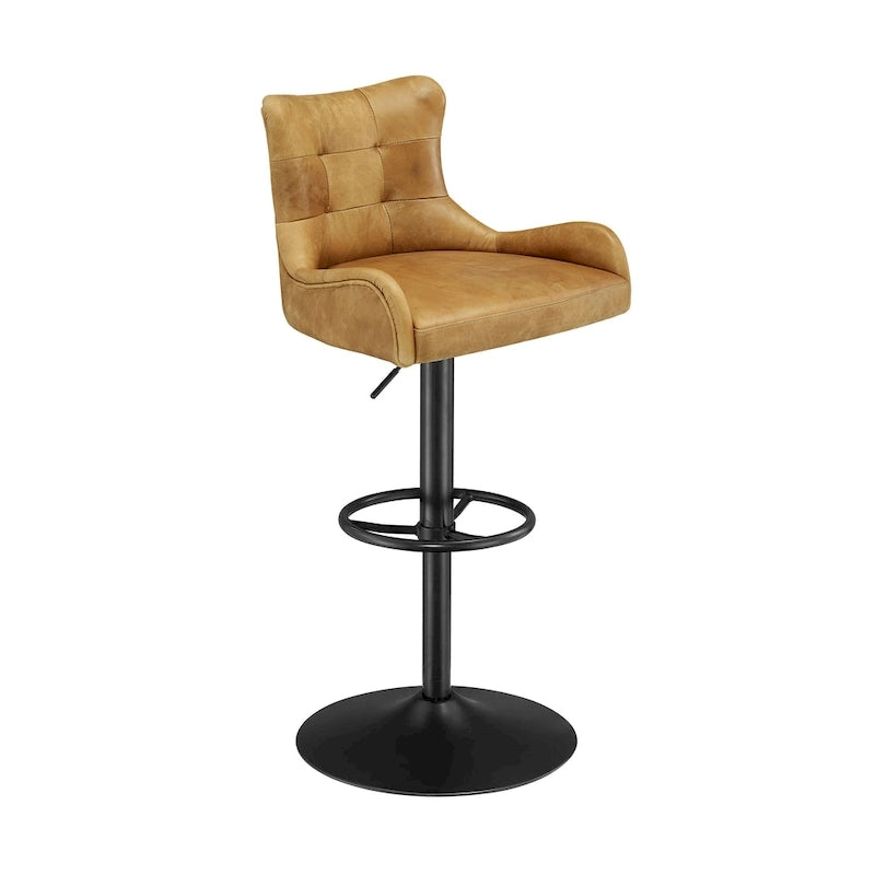 Art Leon Genuine Leather Bar Stool with Adjustable Height