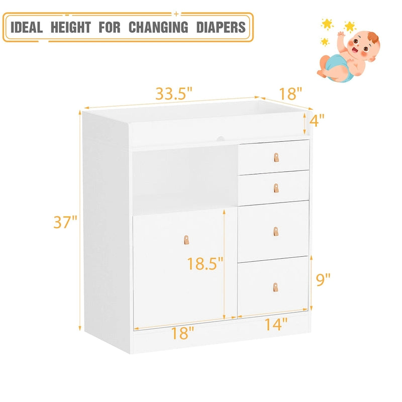 Modern Wooden Changing Dresser - Durable Construction, Baby Dresser
