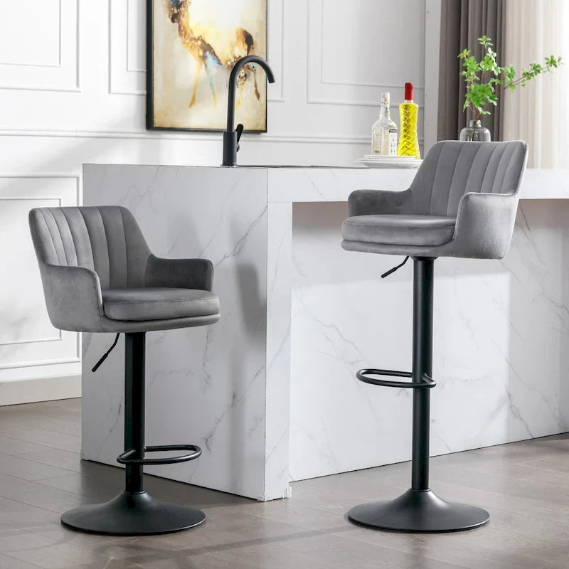 Set of 2 Adjustable Counter Height Bar Chairs for Kitchen