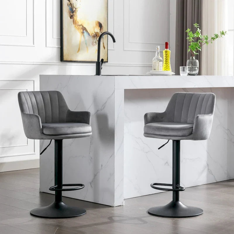 Set of 2 Adjustable Counter Height Bar Chairs for Kitchen