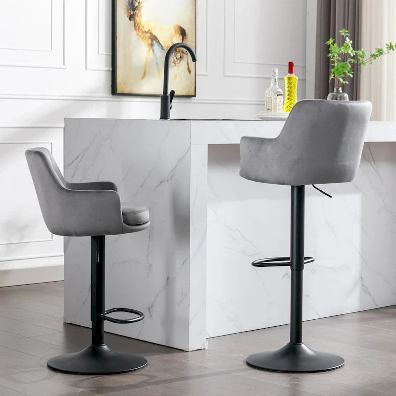 Set of 2 Adjustable Counter Height Bar Chairs for Kitchen
