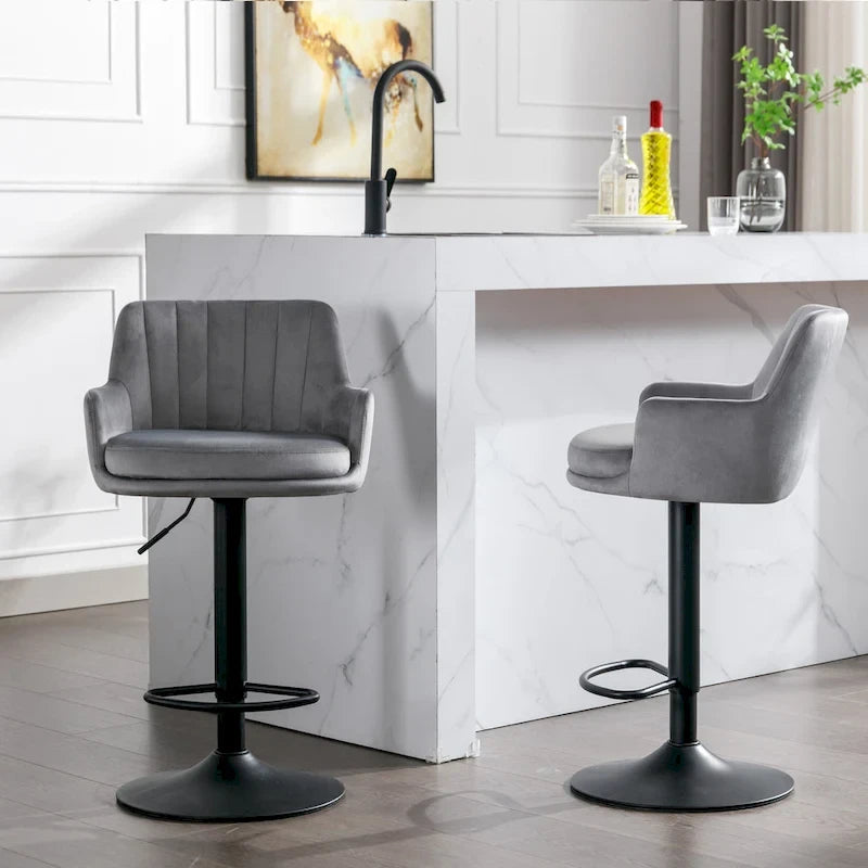 Set of 2 Adjustable Counter Height Bar Chairs for Kitchen
