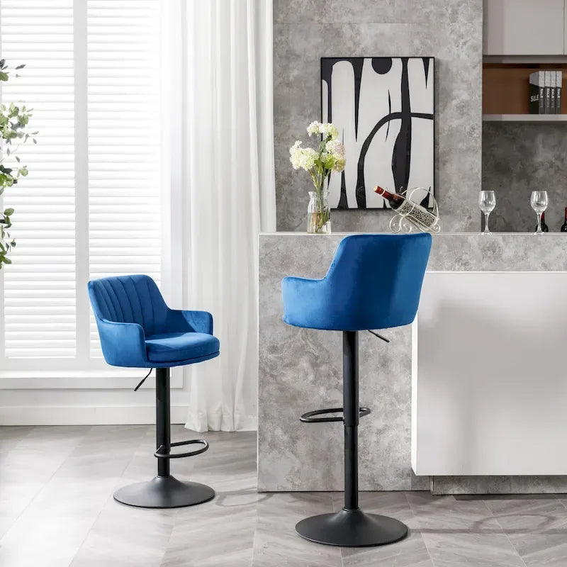 Set of 2 Adjustable Counter Height Bar Chairs for Kitchen