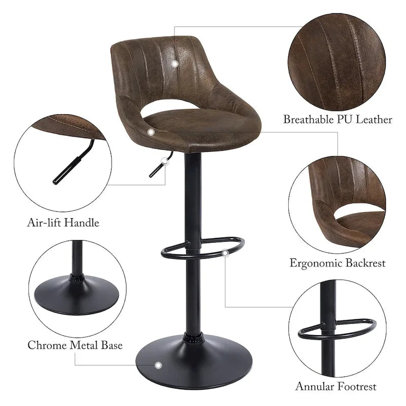 Retro Adjustable Swivel Barstool (Set of 2)