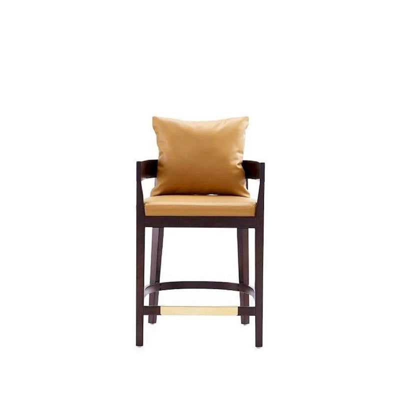 Manhattan Comfort Ritz 34 in. Dark Walnut Beech Wood Counter Height Bar Stool