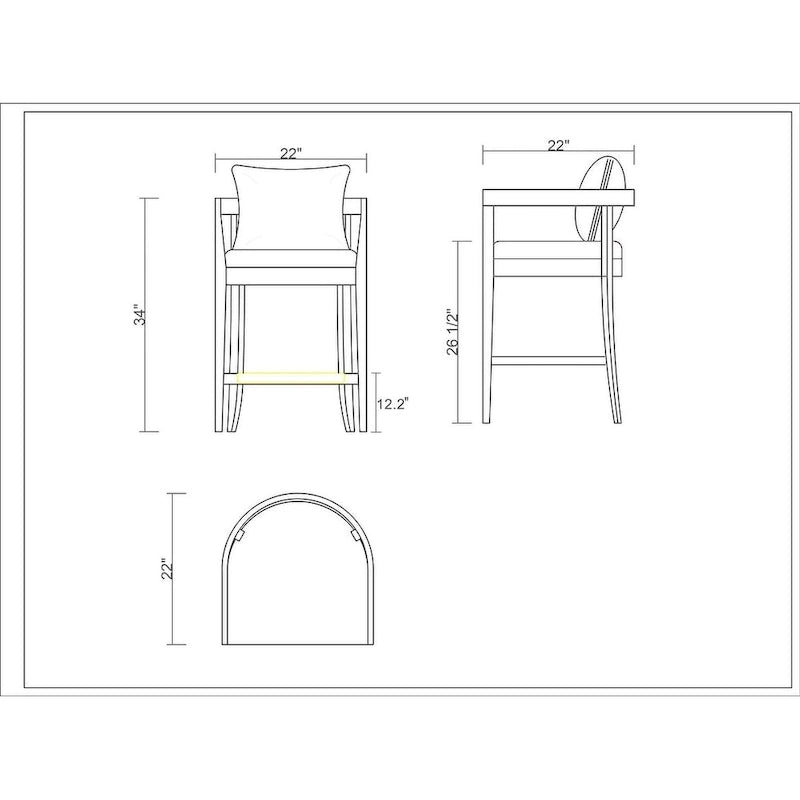 Manhattan Comfort Ritz 34 in. Dark Walnut Beech Wood Counter Height Bar Stool