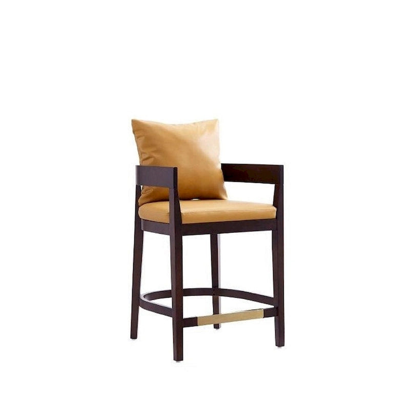 Manhattan Comfort Ritz 34 in. Dark Walnut Beech Wood Counter Height Bar Stool