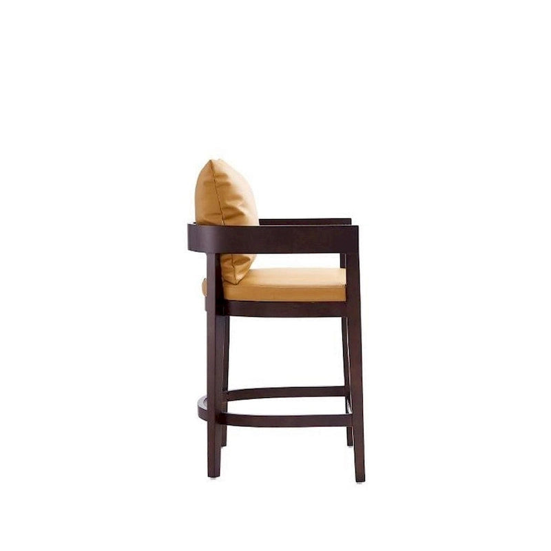 Manhattan Comfort Ritz 34 in. Dark Walnut Beech Wood Counter Height Bar Stool