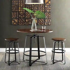 Nova Chestnut Wood Adjustable Stool with Black Metal Base