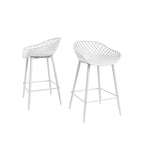 Kurv Mid-Century Modern Counter Stool with Steel Legs for Indoors or Outdoors - Set of 2