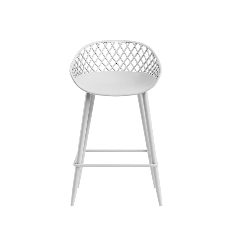 Kurv Mid-Century Modern Counter Stool with Steel Legs for Indoors or Outdoors - Set of 2