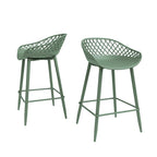 Kurv Mid-Century Modern Counter Stool with Steel Legs for Indoors or Outdoors - Set of 2
