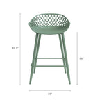 Kurv Mid-Century Modern Counter Stool with Steel Legs for Indoors or Outdoors - Set of 2