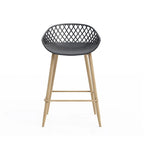 Kurv Mid-Century Modern Counter Stool with Steel Legs for Indoors or Outdoors - Set of 2