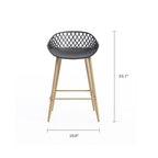Kurv Mid-Century Modern Counter Stool with Steel Legs for Indoors or Outdoors - Set of 2