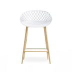 Kurv Mid-Century Modern Counter Stool with Steel Legs for Indoors or Outdoors - Set of 2