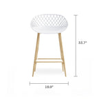 Kurv Mid-Century Modern Counter Stool with Steel Legs for Indoors or Outdoors - Set of 2