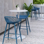 Kurv Mid-Century Modern Counter Stool with Steel Legs for Indoors or Outdoors - Set of 2