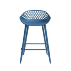 Kurv Mid-Century Modern Counter Stool with Steel Legs for Indoors or Outdoors - Set of 2