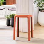 Round Plastic Dining Stool with Wicker Top Tresse Series by LeisureMod - 17.7 H x 13.4 W x 13.4 D